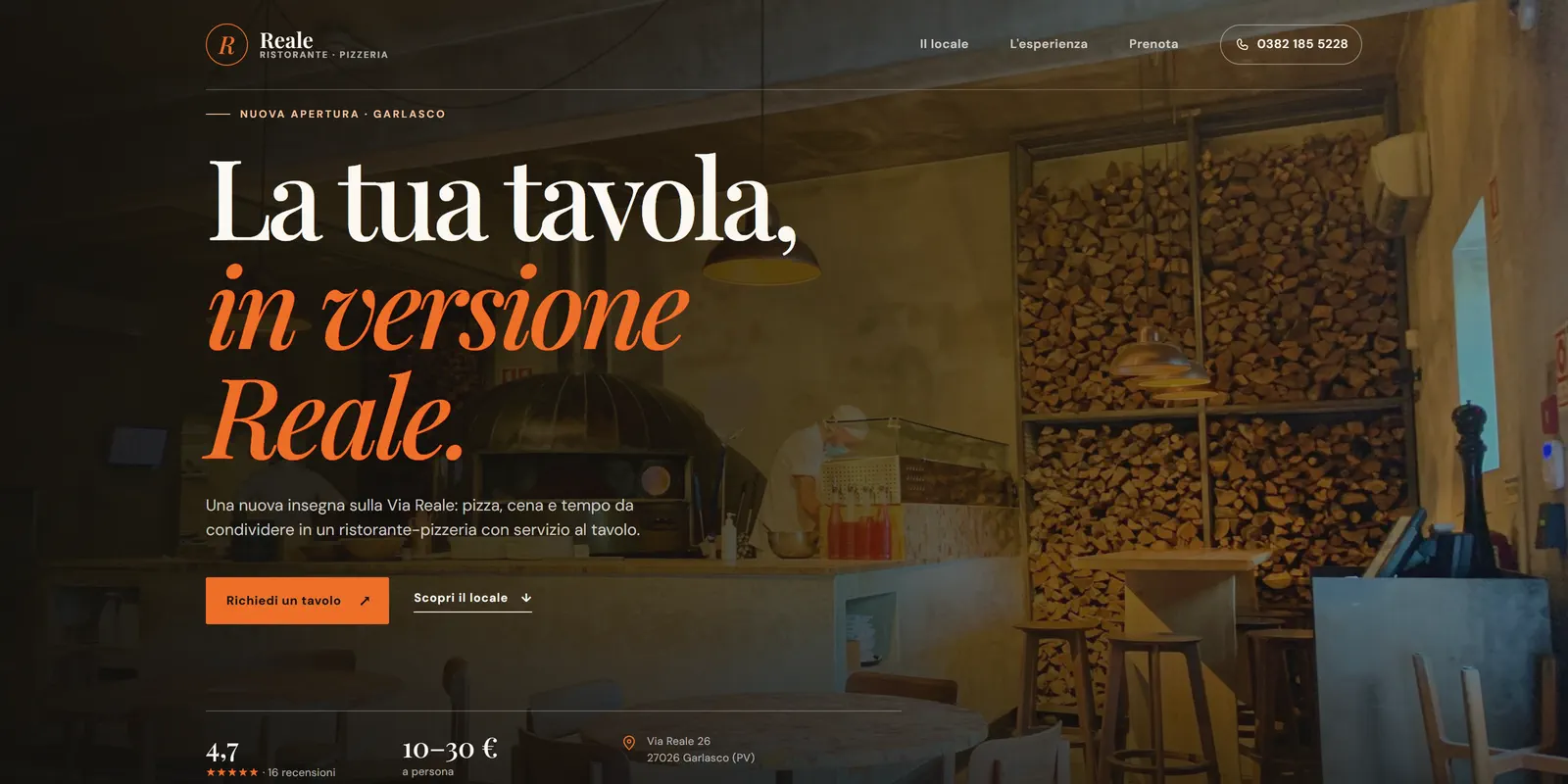 Pizzeria Reale landing page preview