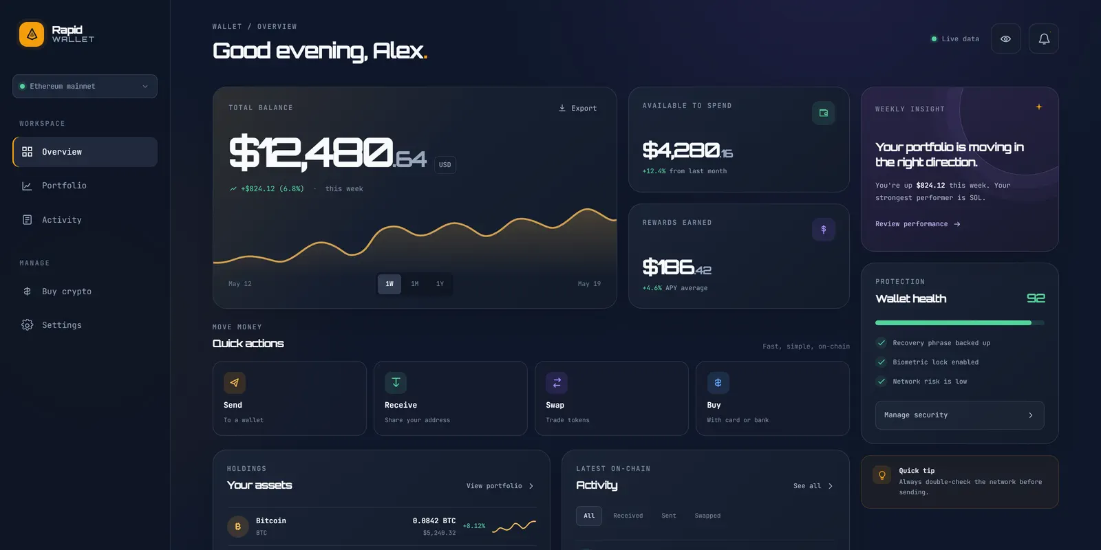 Rapid Wallet landing page preview